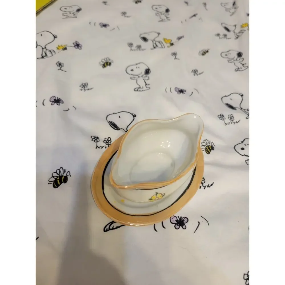 Vintage China Hand Painted Made In Japan Gravy Boat Flower Small Child Sized ?